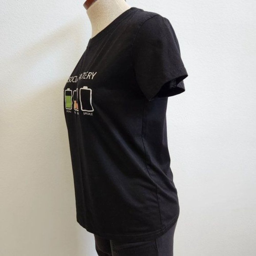 SHEIN My social Battery & Letter Graphic Tee Crewneck short Sleeve - Picture 5 of 9